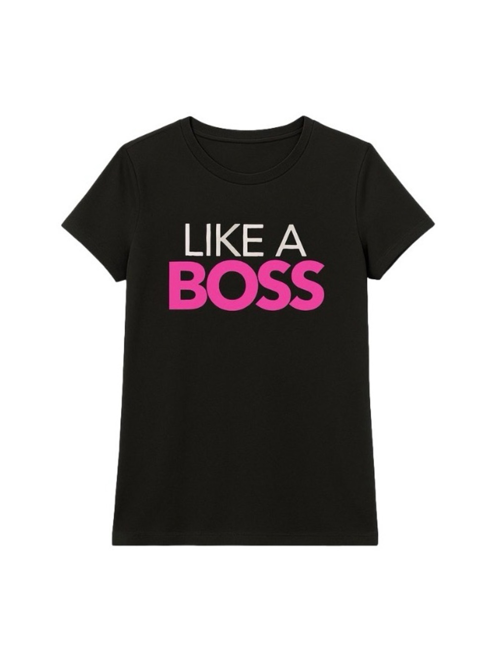 District Black Tee with Pink and White "LIKE A BOSS" Graphic - Picture 2 of 6